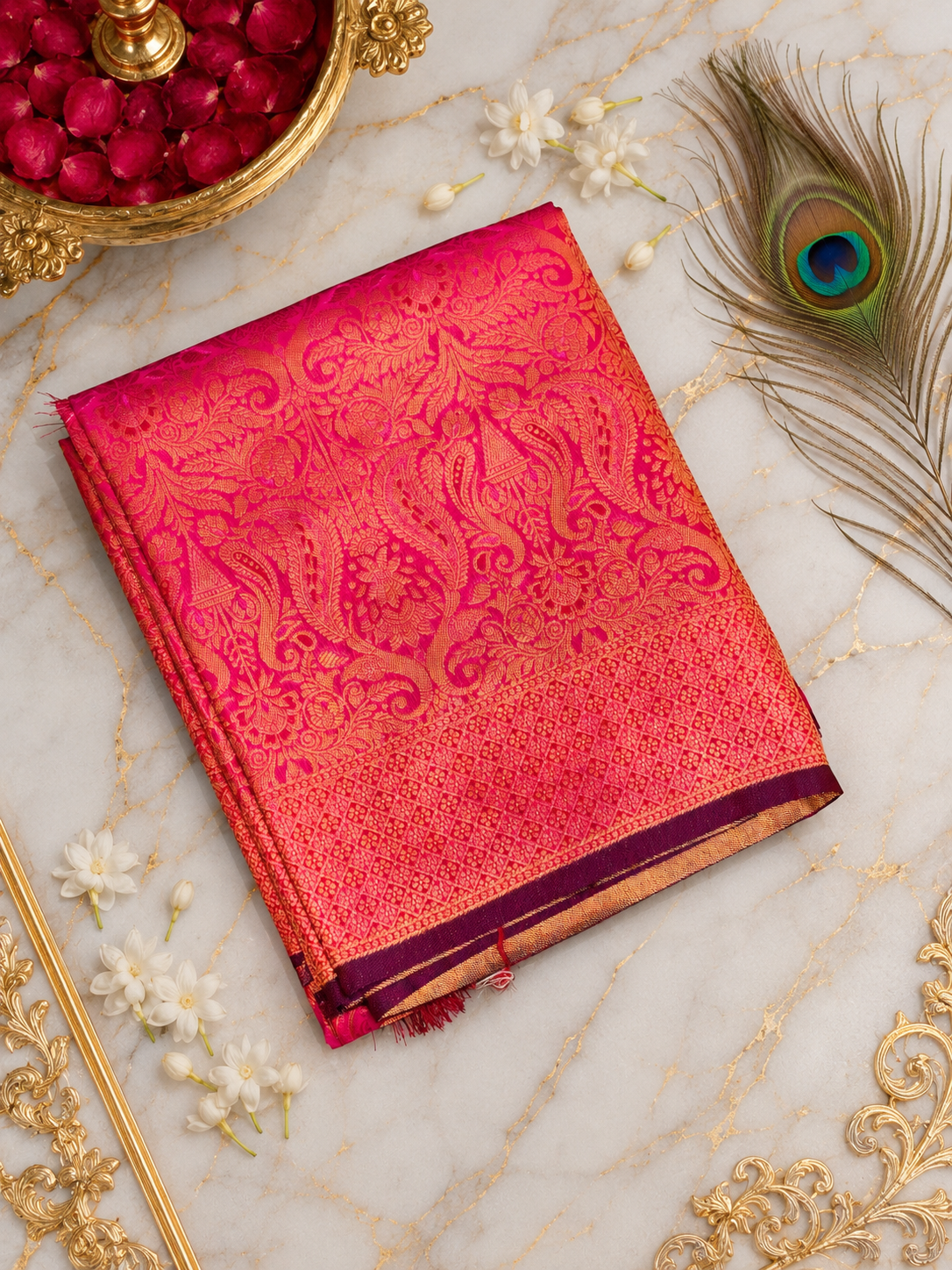 Bridal kanjivaram Semi SIlk Saree image 18