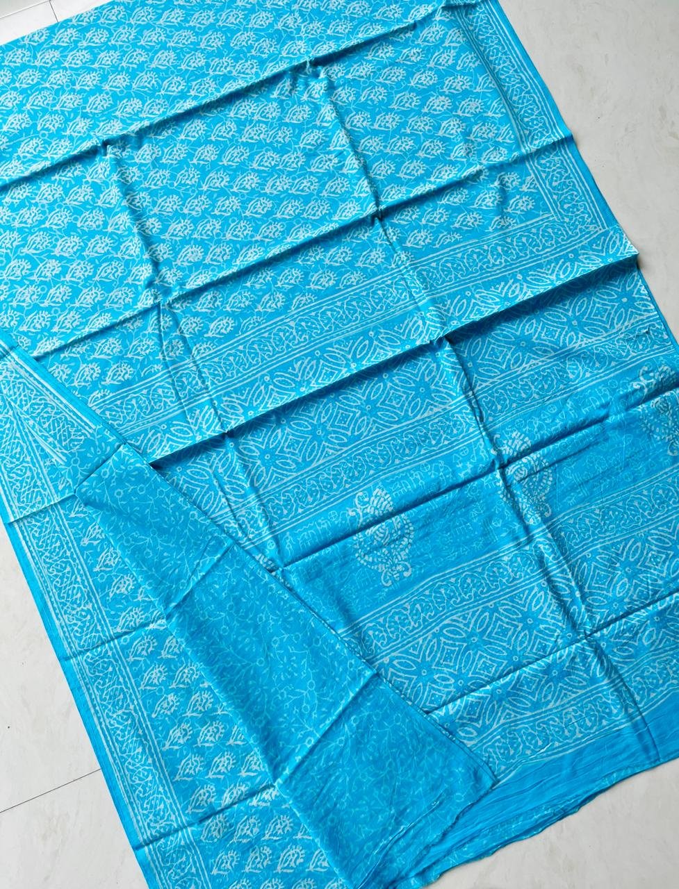 Hand Block Printed Cotton Mul Sarees image 12