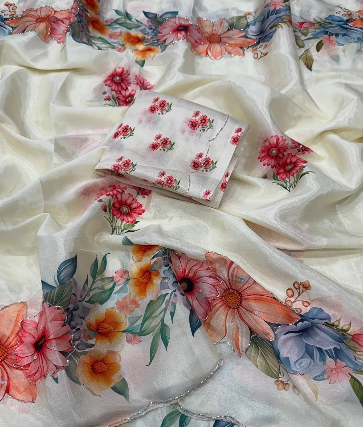 Pure Soft chinon silk saree image 2