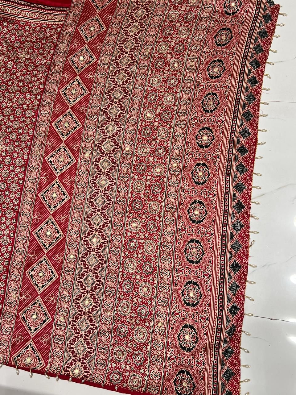 Badam Butto & Ajrakh Design Saree image 6