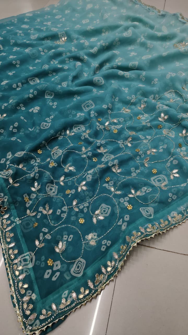 Georgette Fabric Rajasthani Designer Double Shade Chunri Fabric