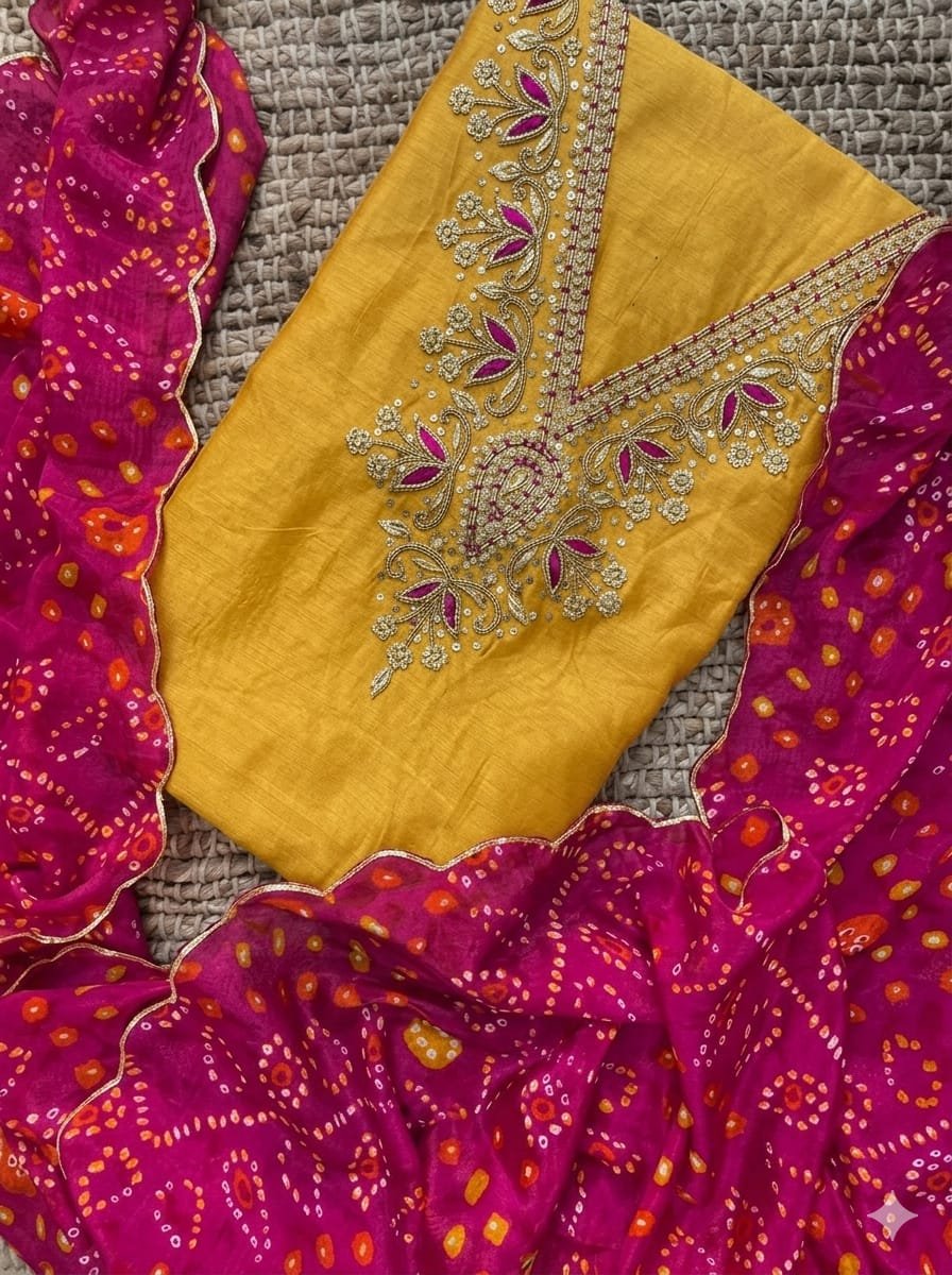 Chanderi kurta with Embroidery