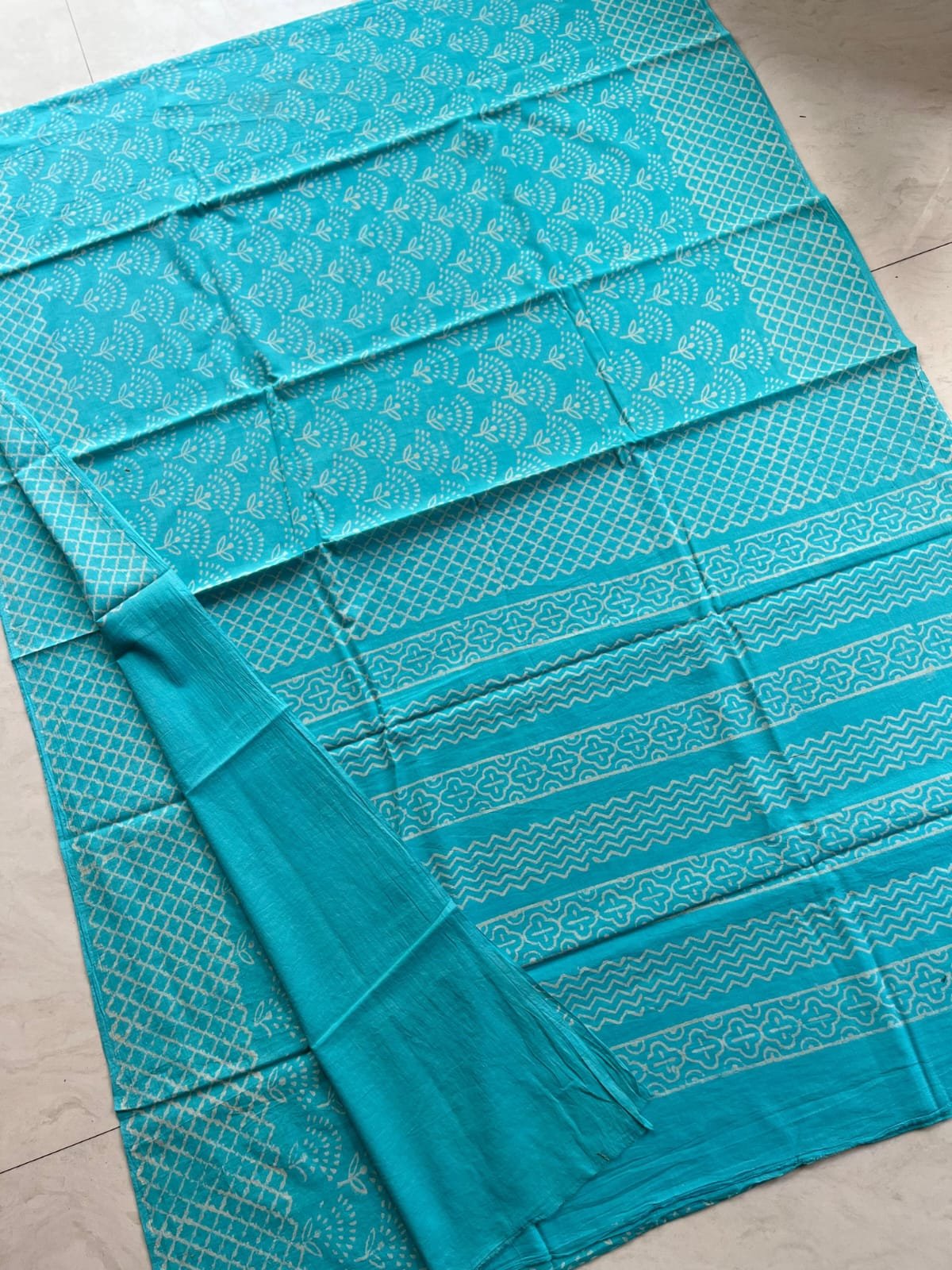 Hand Block Printed Cotton Mul Sarees image 4