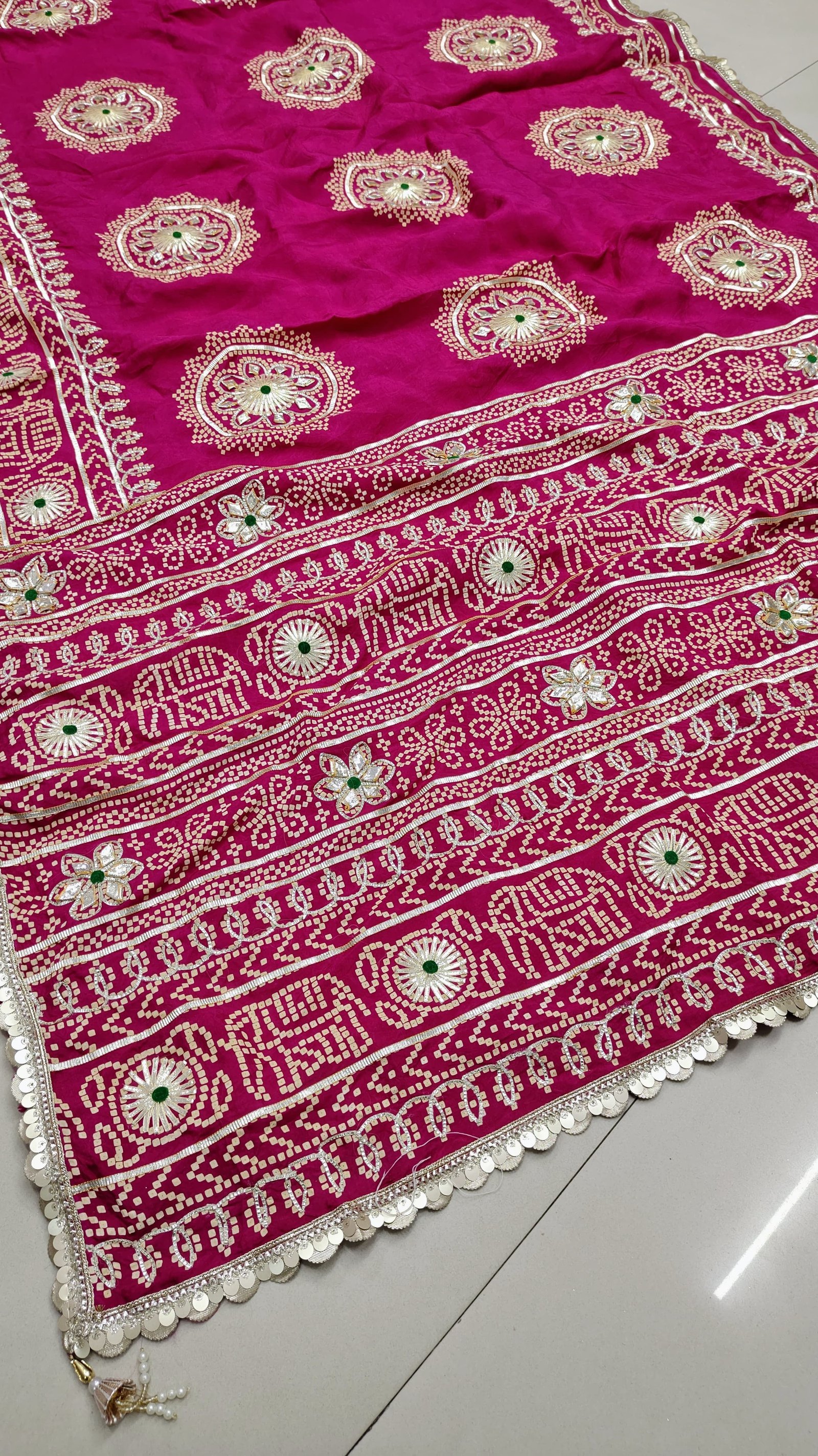 Rajwadi Bandhani Saree Pallu with Gota Patti image 8