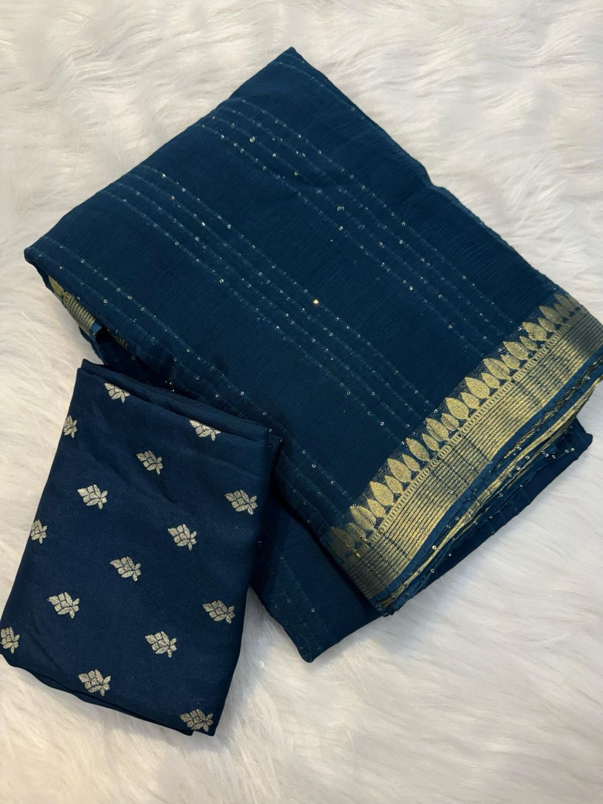 Pure viscose georgette saree with sequence image 2