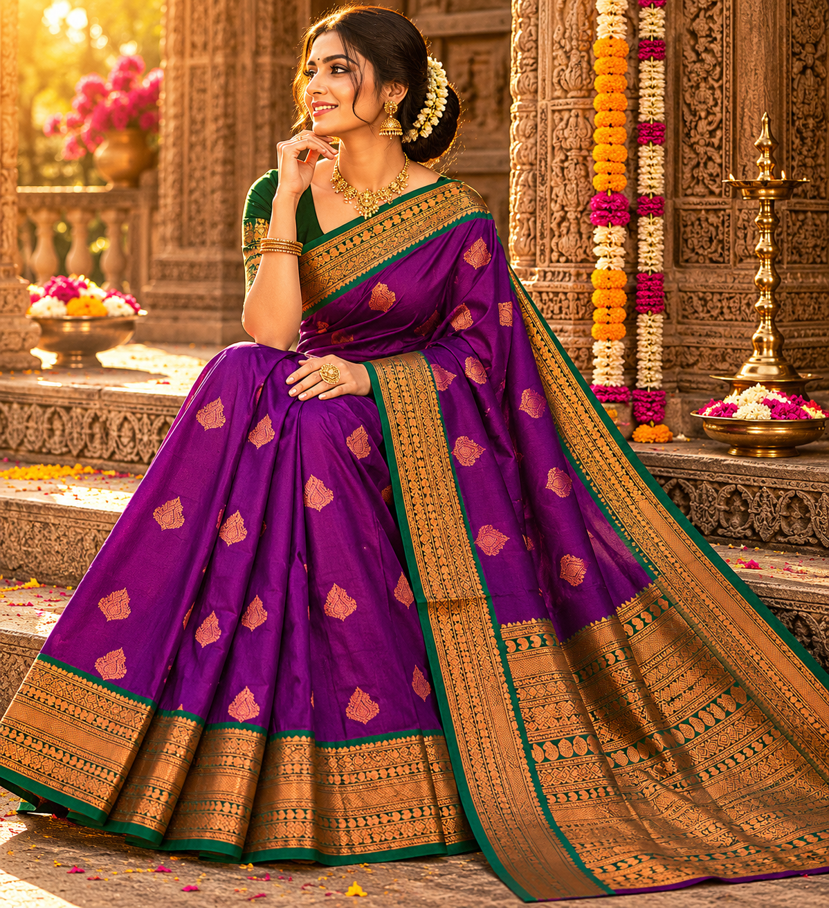 3 Korvai Kanchi Semi Silk Sarees image 8