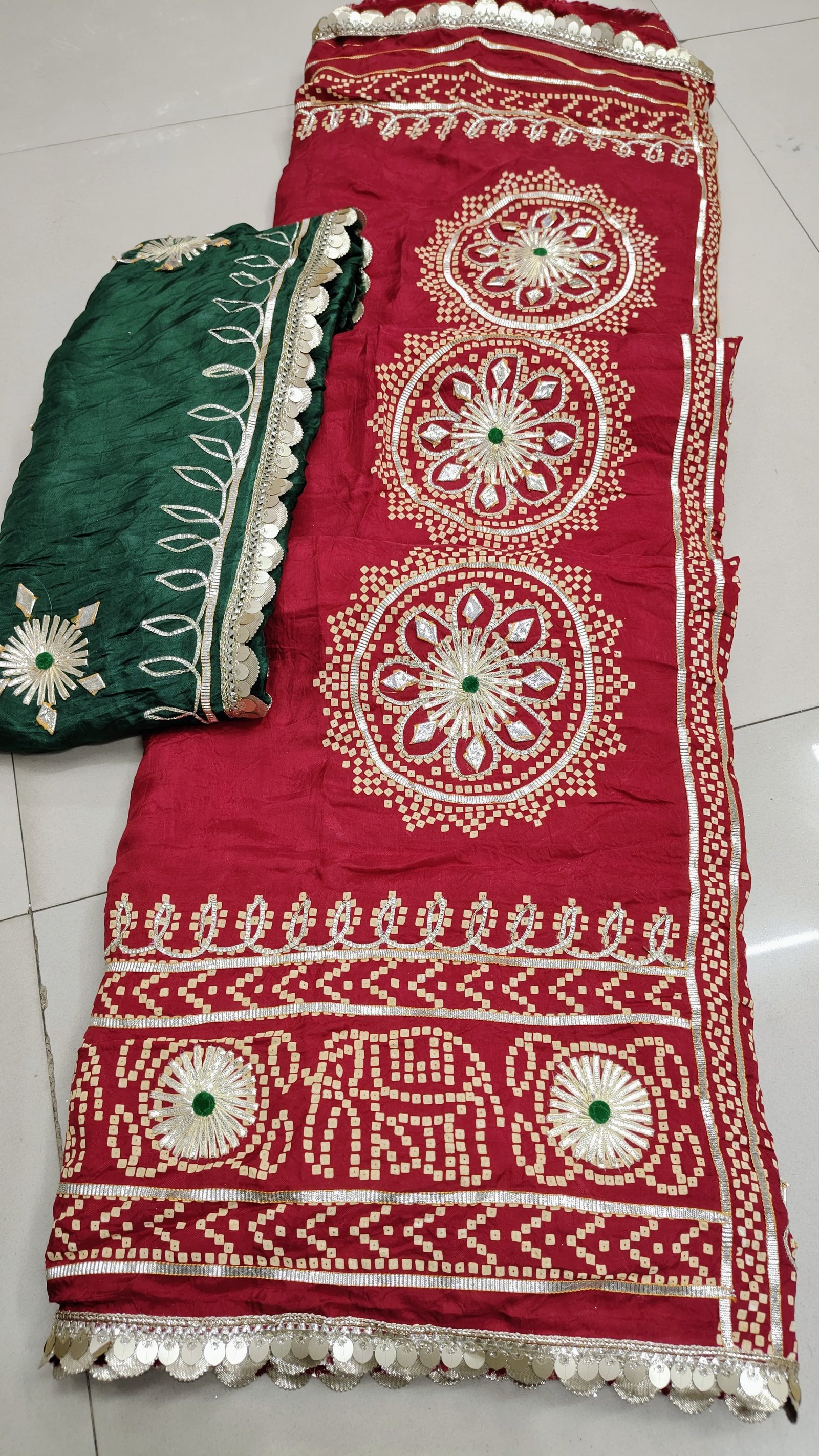 Rajwadi Bandhani Saree Pallu with Gota Patti image 3