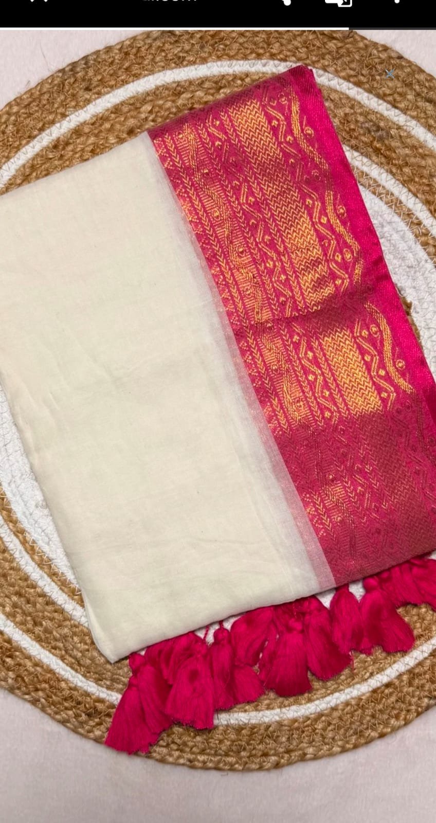 Mul cotton saree for Onam Vishu image 3