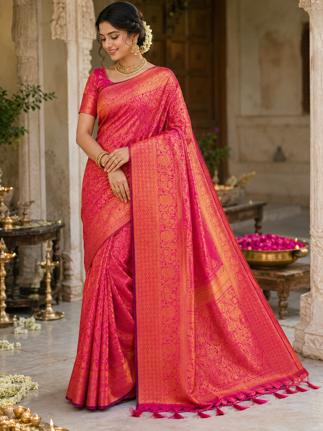 Bridal kanjivaram Semi SIlk Saree image 28