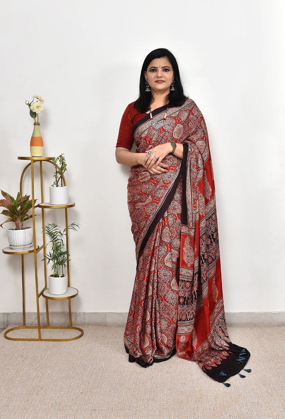 Gajji Silk Ajrakh saree
