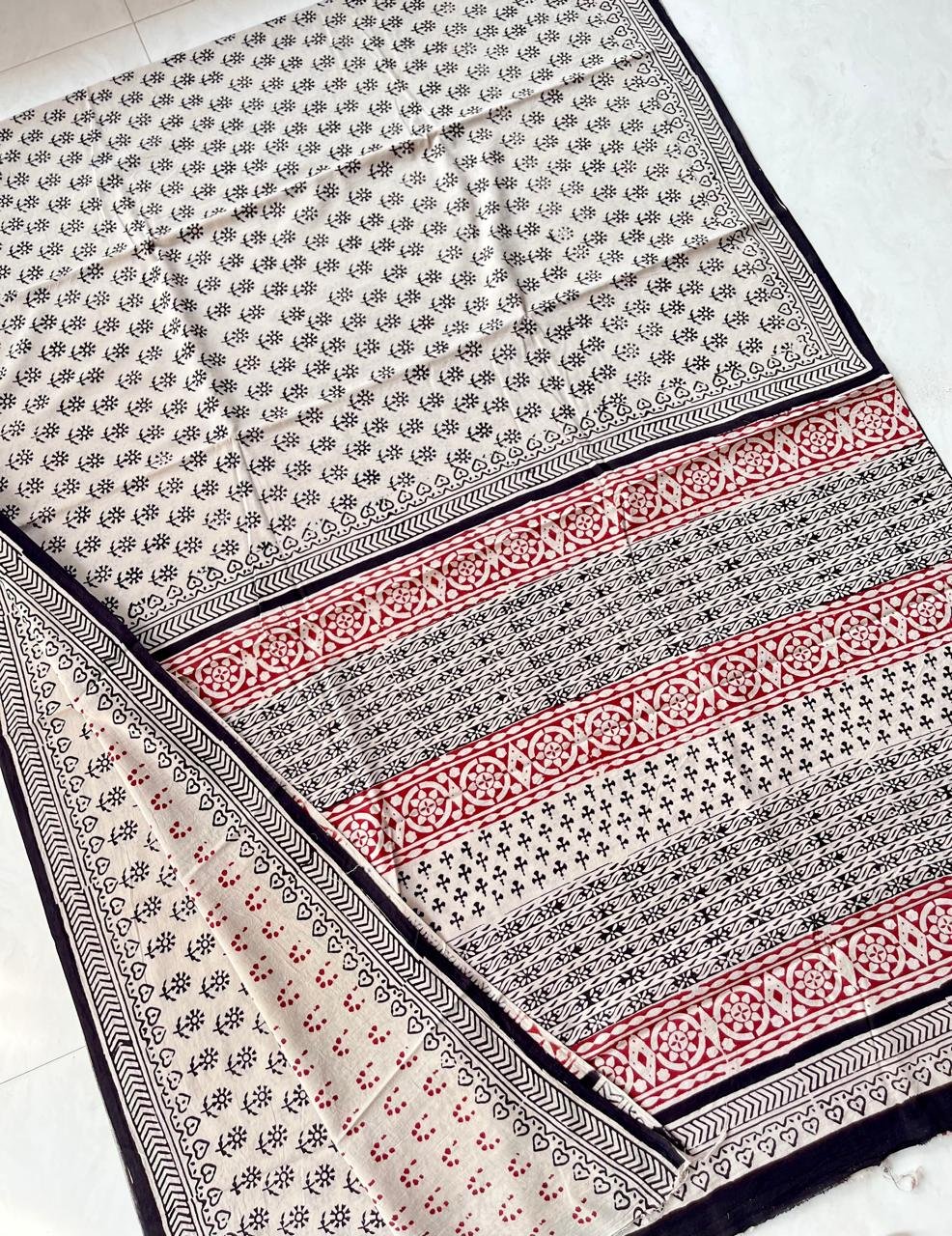 Hand Block Printed Cotton Mul White