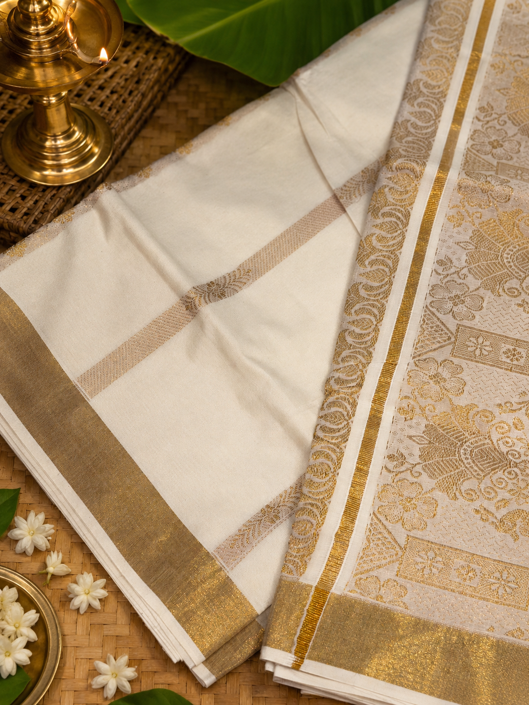 2 Kerala Kasavu Saree Cotton image 3