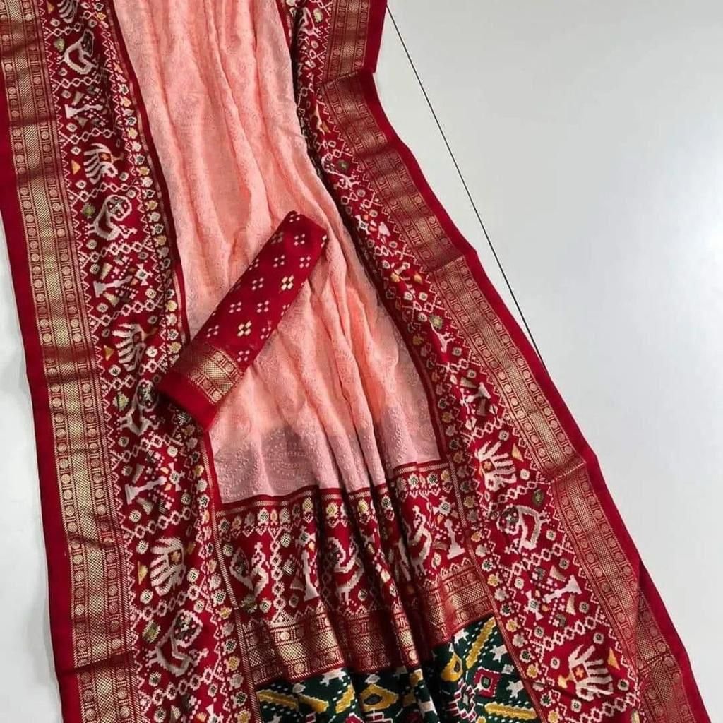 Premium Georgette chikankari lucknowi embroidered saree image 10