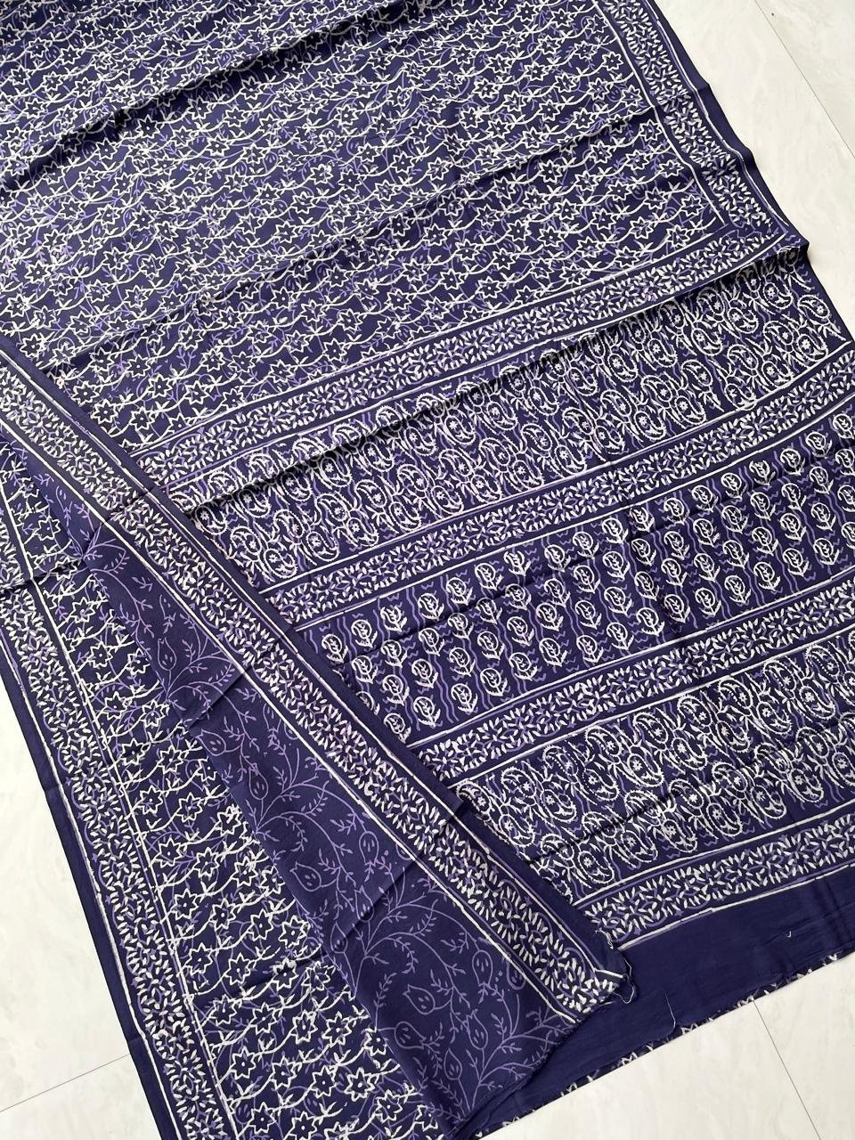 Hand Block Printed Cotton Mul Sarees image 9