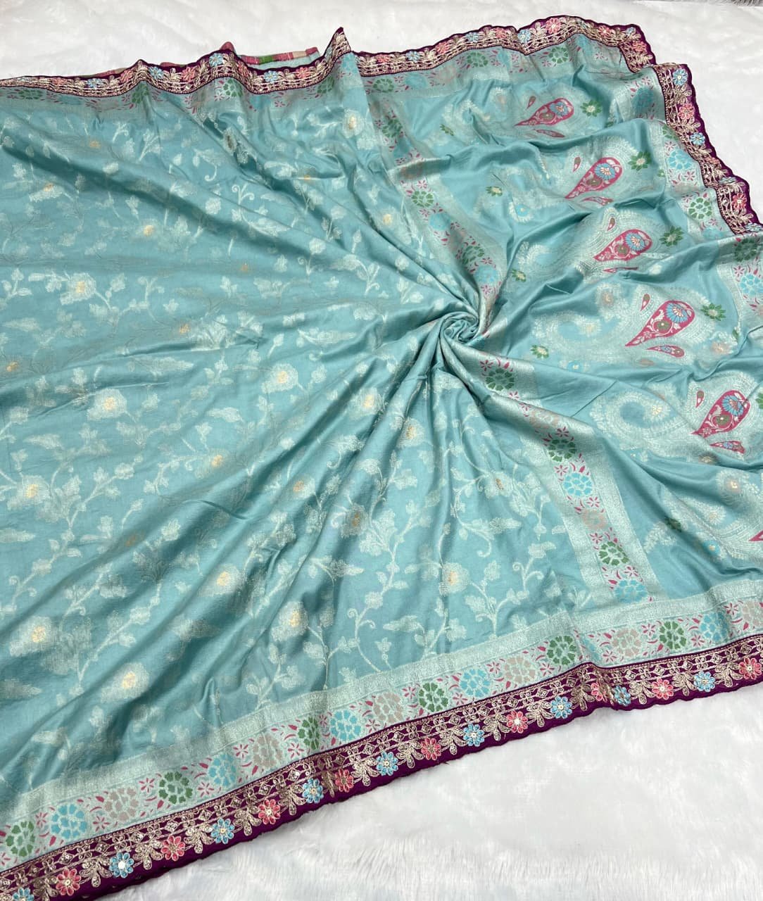 Pure Khaddi Crepe Georgette Meenakari Weaving image 2