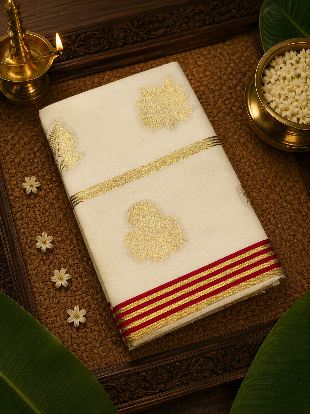 Kerala Kasavu Saree Red 1 image 3