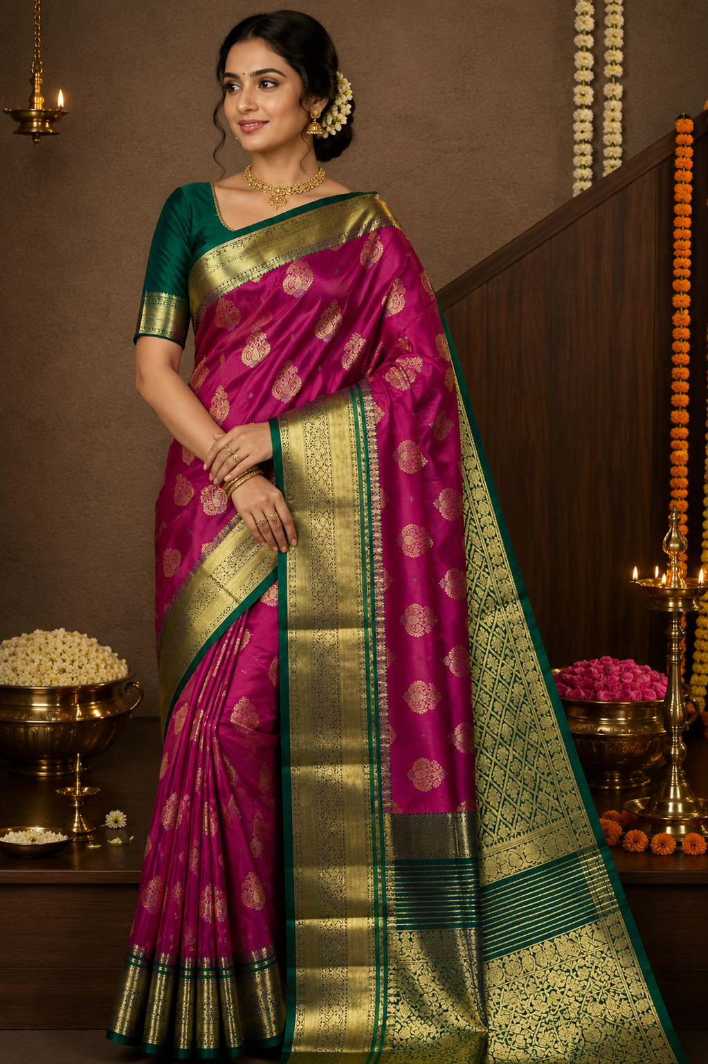 Dharmavaram Semi Silk Saree image 5
