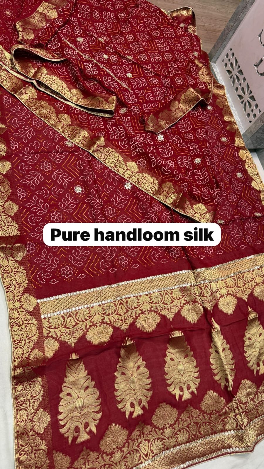 Pure HO Silk Handloom Silk Pure Bandhej Silk image 6