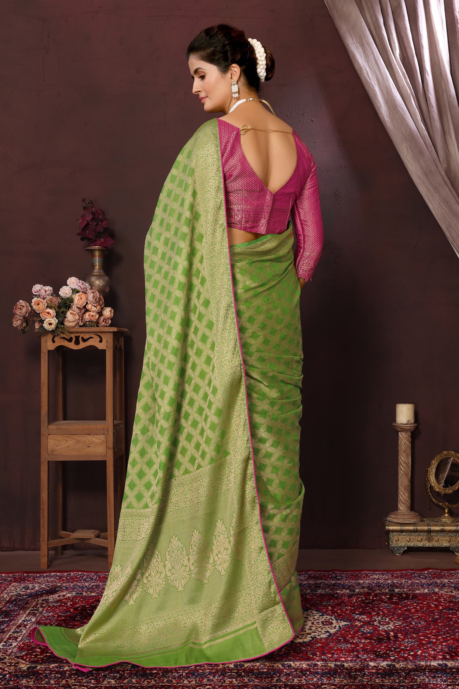 Pure Nylon Viscose Khaddi Crepe Georgette Jacquard Weaving image 7