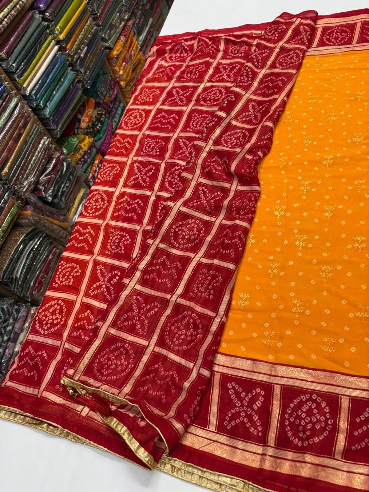 Premium Georgete saree in Bandani pattern image 5