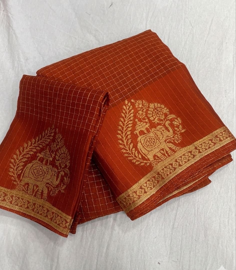 Viscose Chinon Weaving Pattern Saree image 5