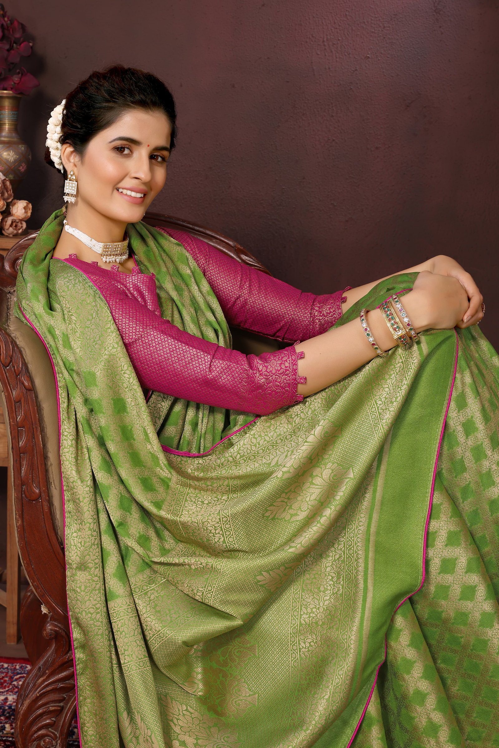 Pure Nylon Viscose Khaddi Crepe Georgette Jacquard Weaving image 6