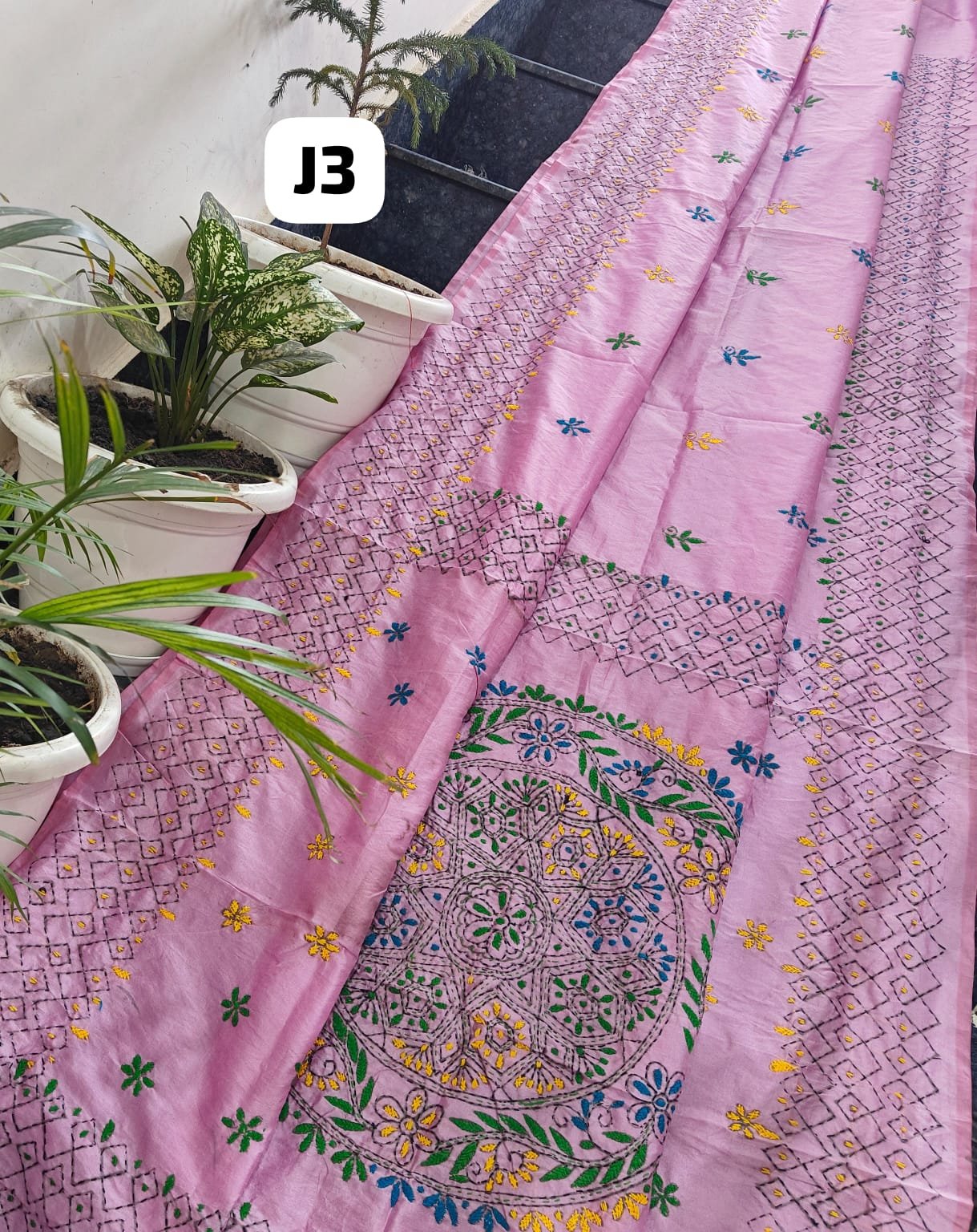 1 Chanderi Fabric Saree with Kantha work image 8