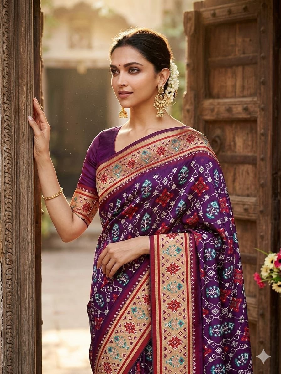 Patola Silk Saree With Paithani Touch image 9
