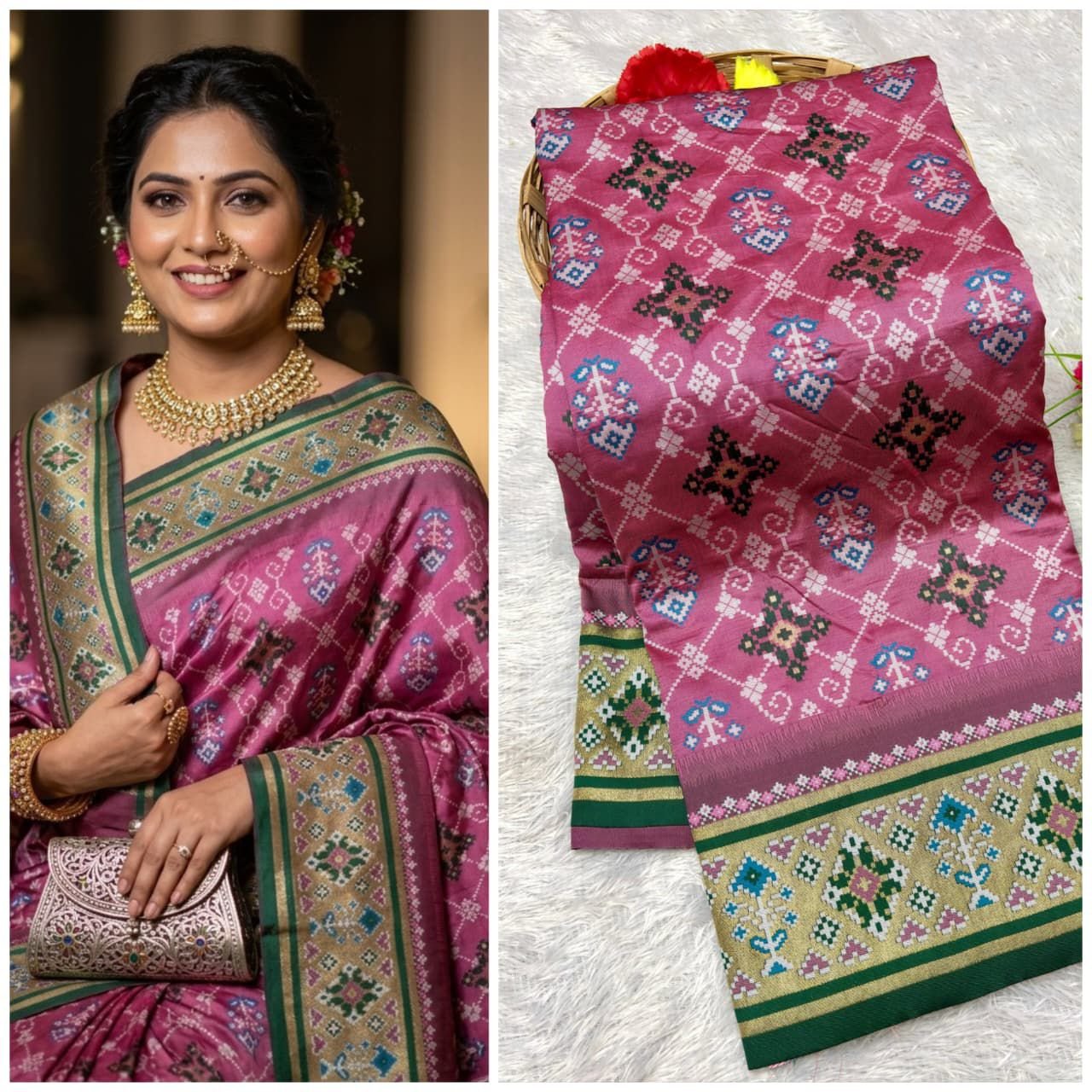 Patola Silk Saree With Paithani Touch image 8