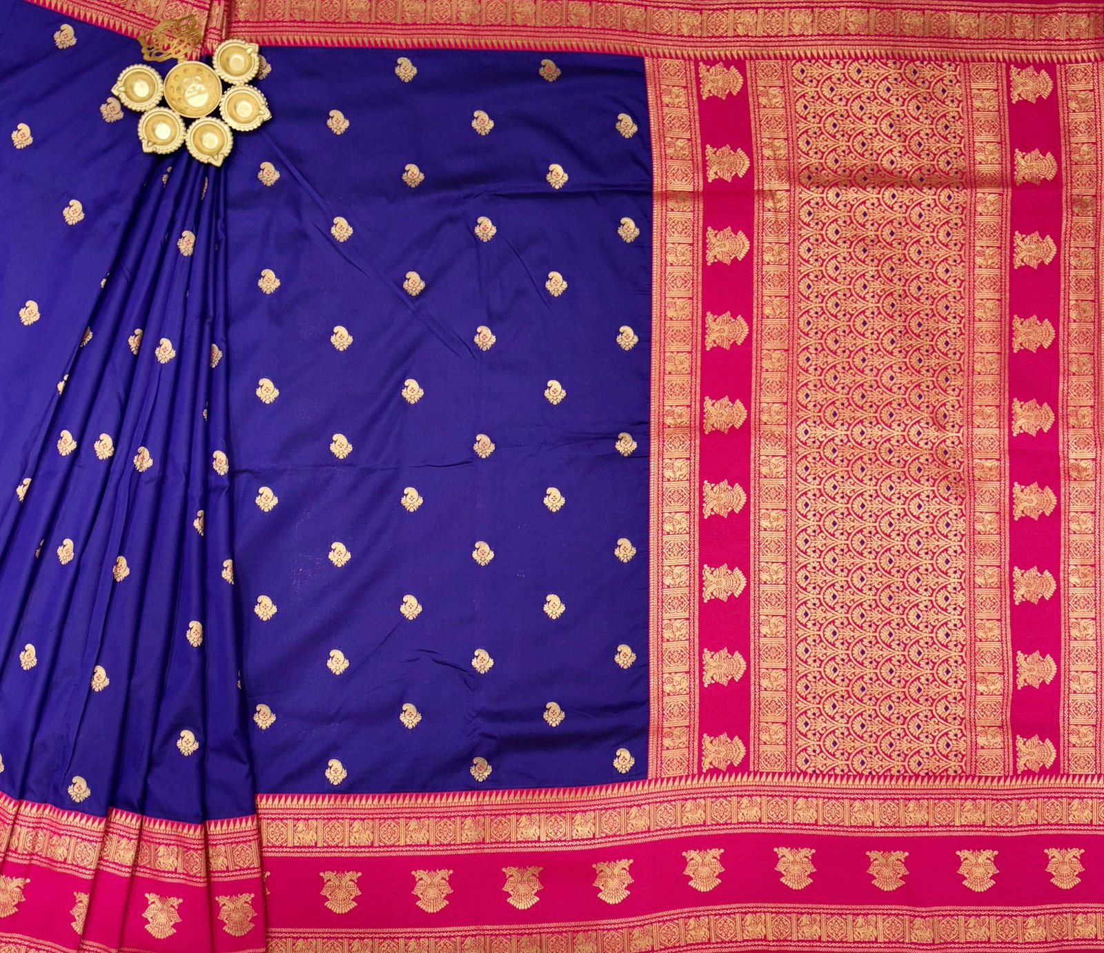 Gadwal Style Meenakari Pallu Semi Silk Sarees image 3