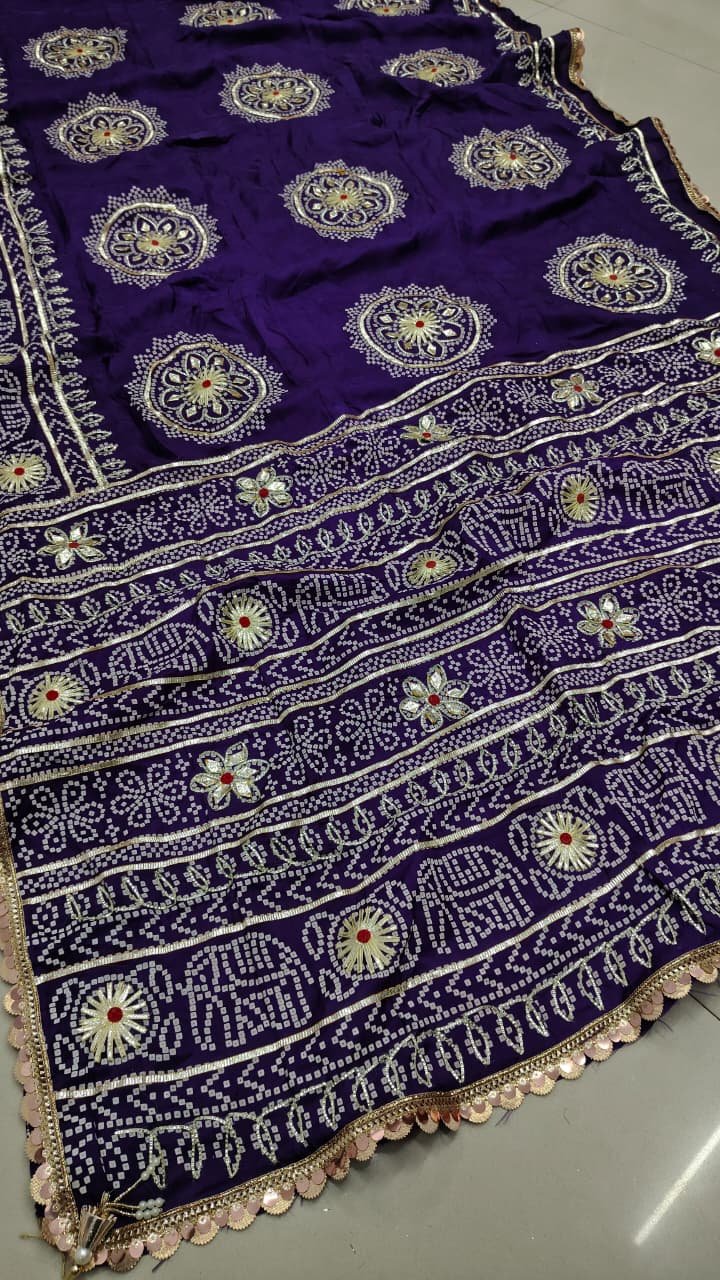 Rajwadi Bandhani Saree Pallu with Gota Patti image 5