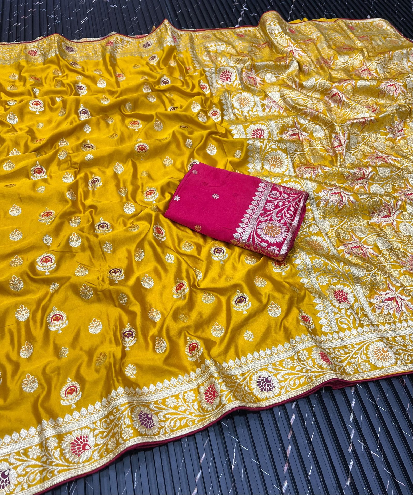 Pure Satin Gaji Silk Jacquard Saree image 17