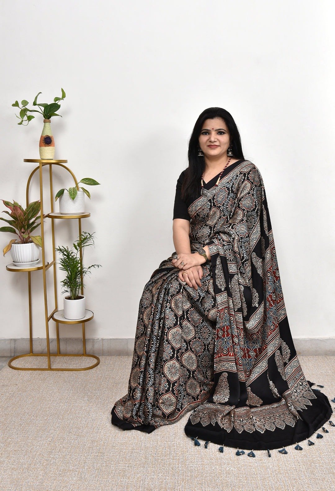 Gajji Silk Ajrakh saree image 3