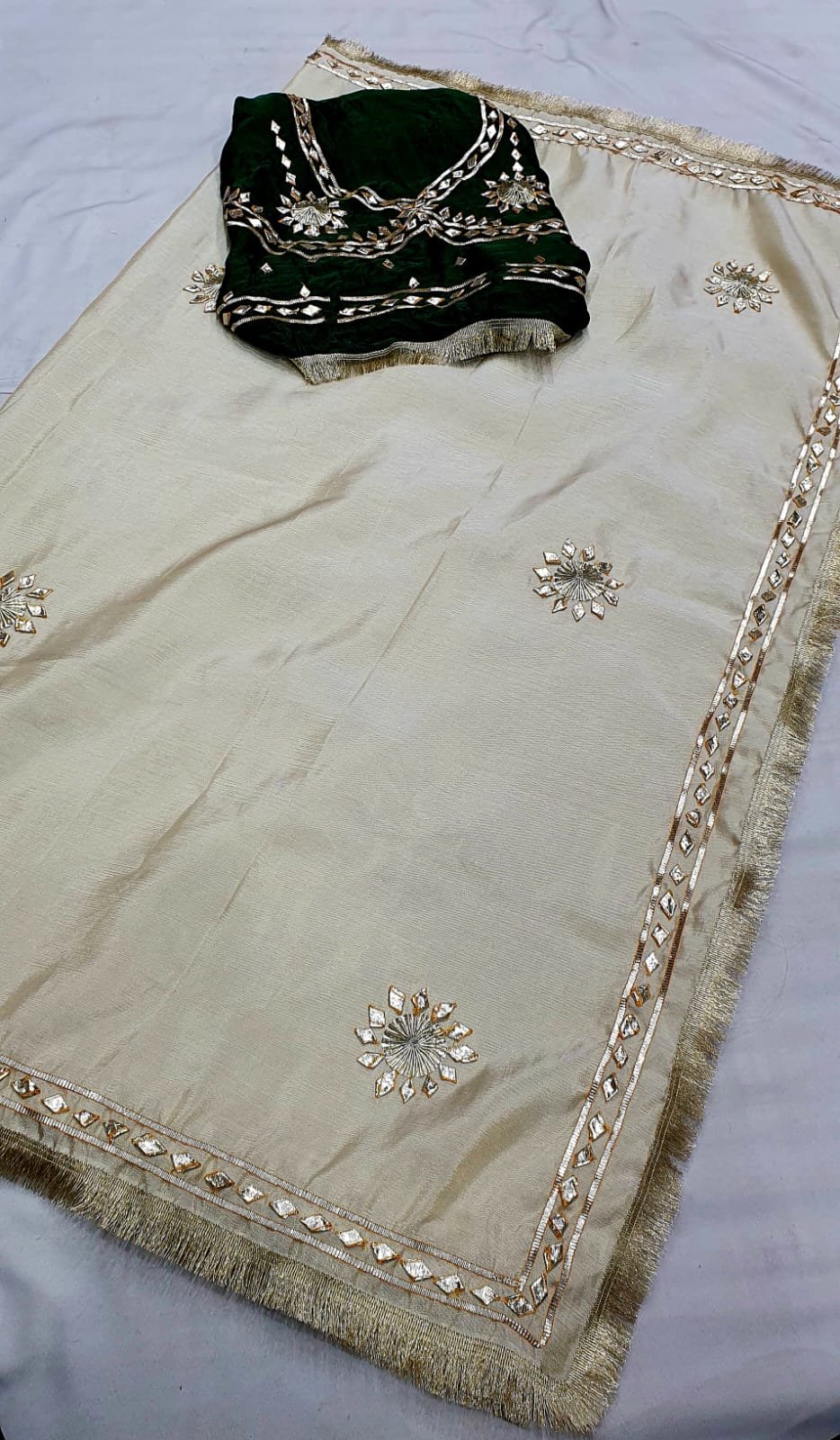 Premium Cosmos Fabric with Gotta Jaal Work image 2
