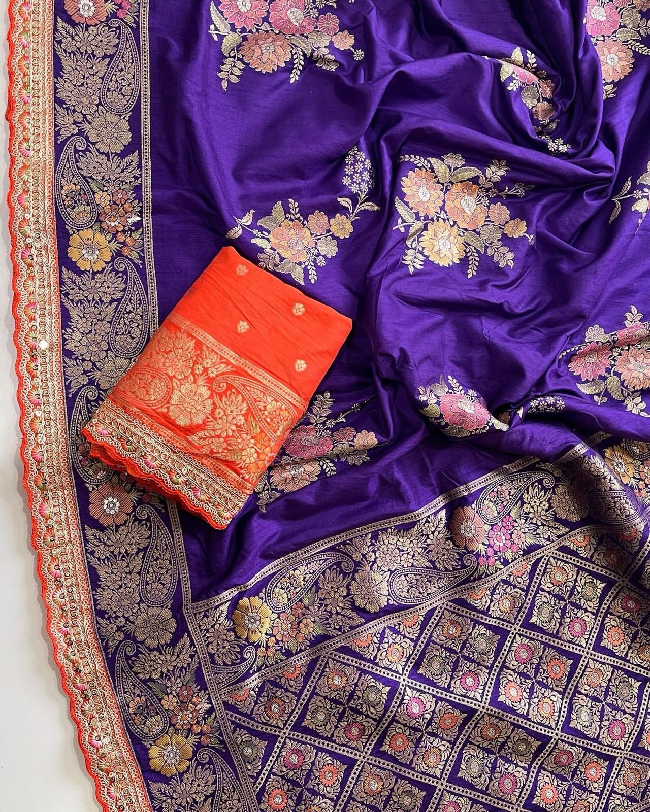 Heavy Dola Silk Saree with Embroidery image 5