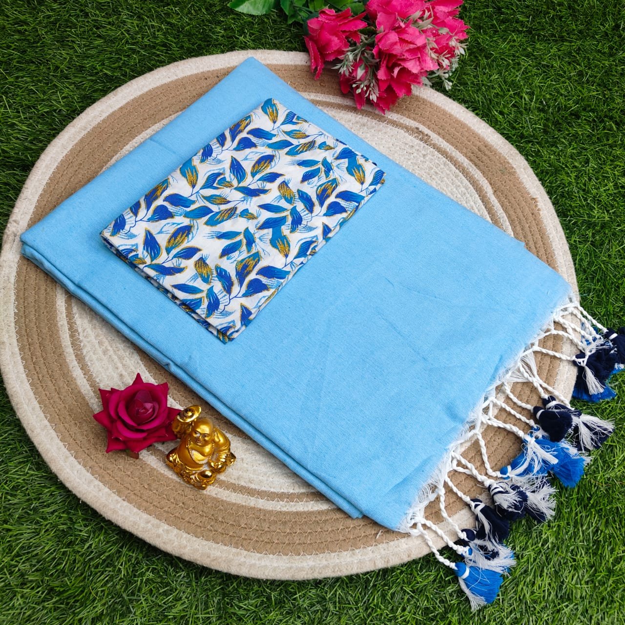 Khadi Cotton Saree 120 Count Premium Quality With Kalamkari Blouse image 14