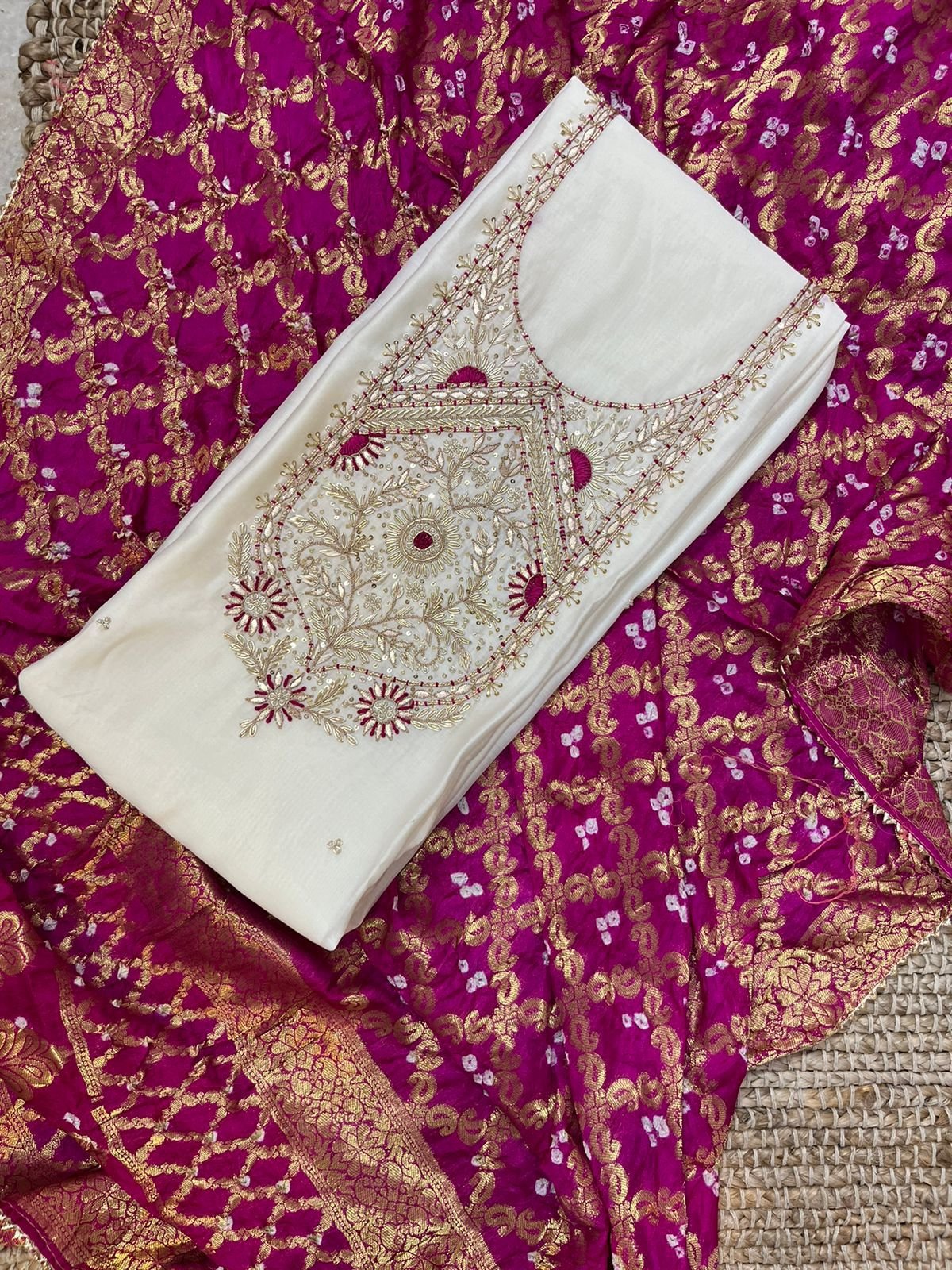 Chanderi Kurta Dupatta Set Dress Material
