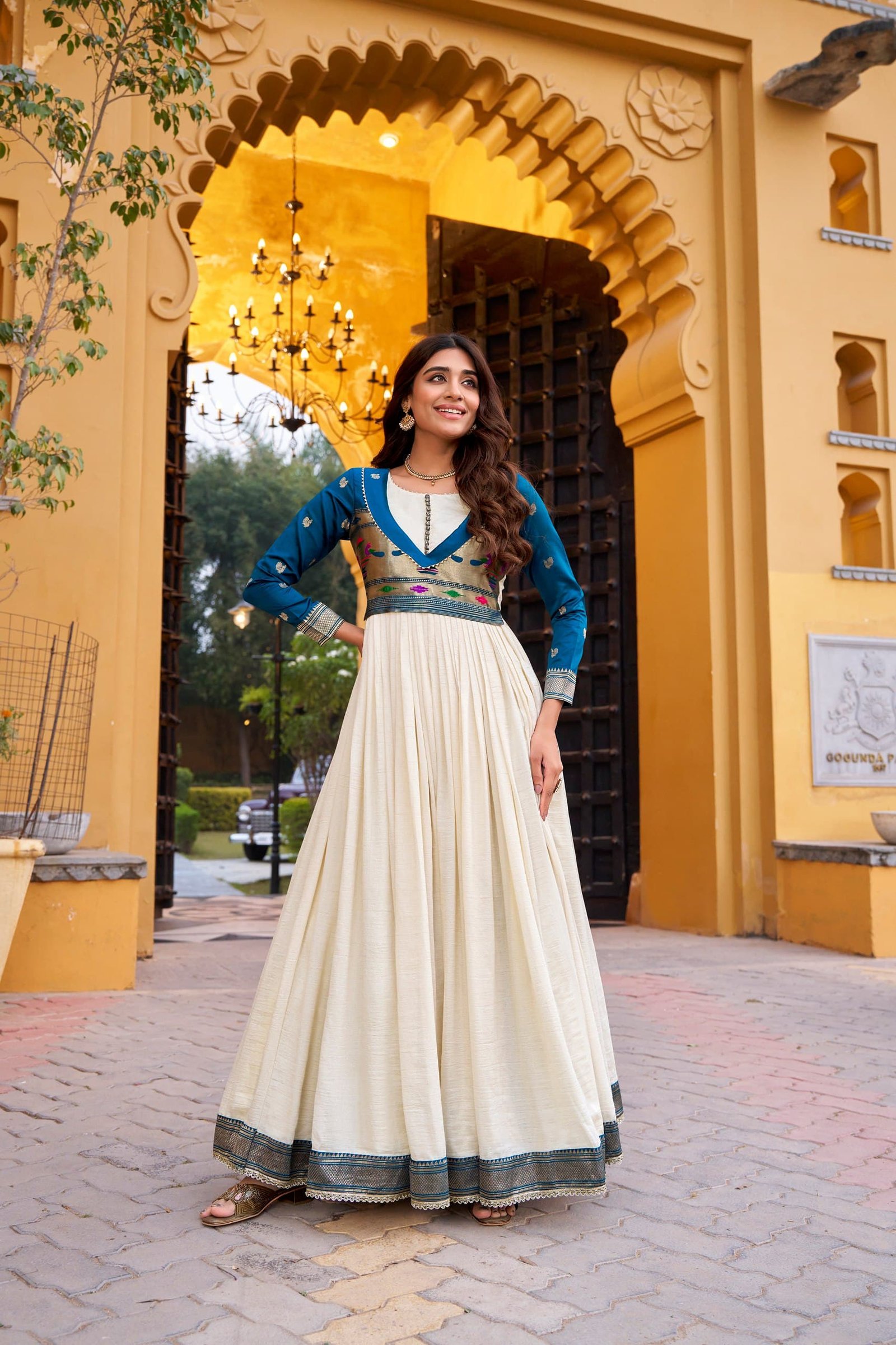 Luxurious Vichitra Silk Gown image 6