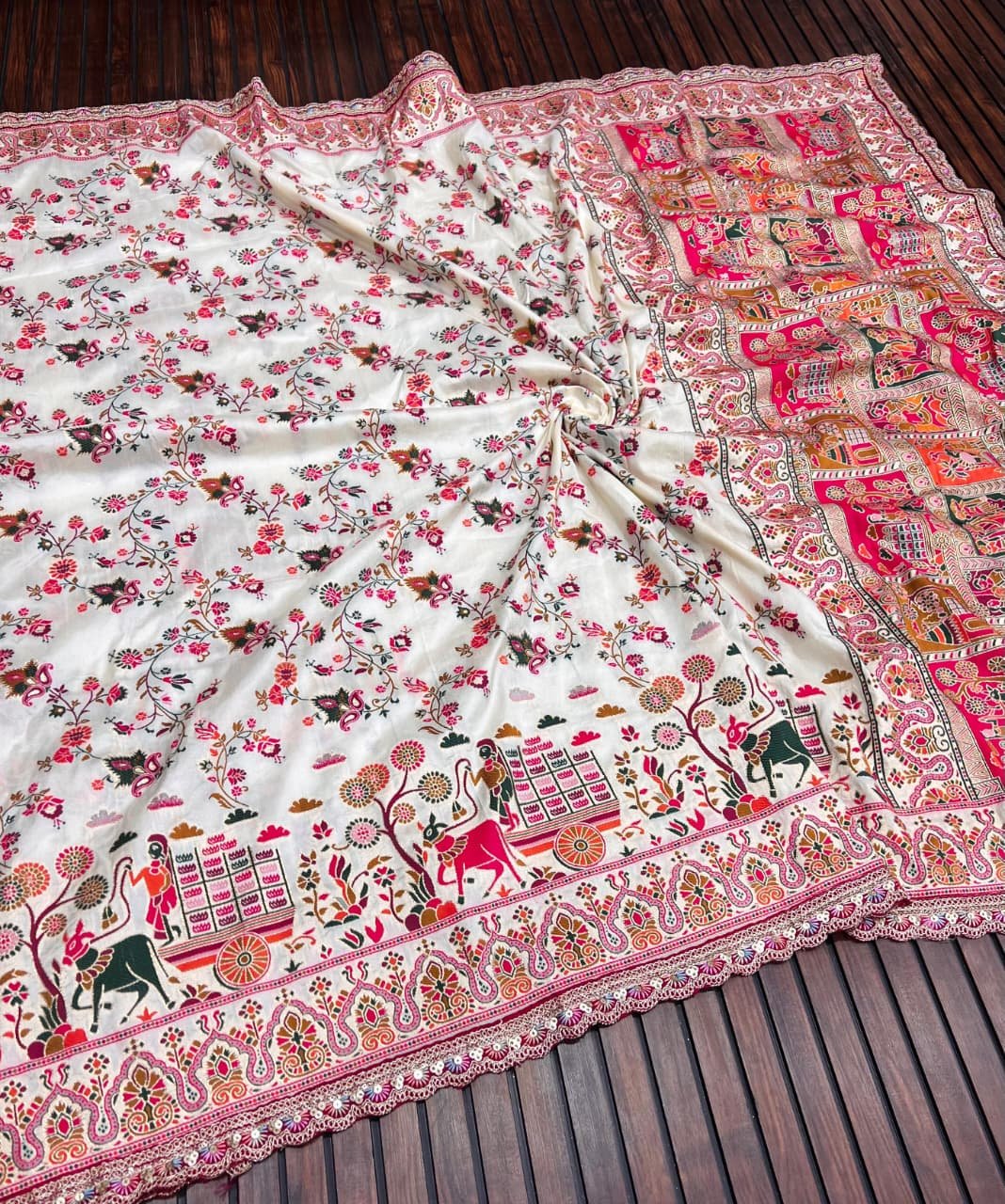 7 Rajwadi Pashmina Silk Weaving Saree