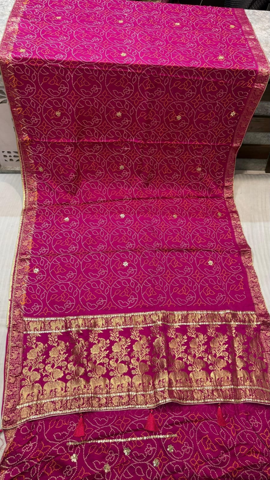 Pure Handloom Gajji Silk Bandej Saree image 7