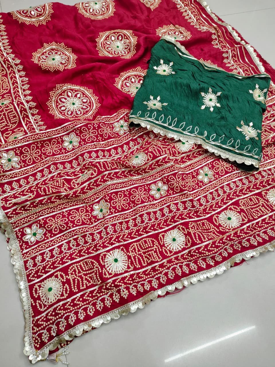 Pure Rajawadi Bhandhani Pallu Saree image 7