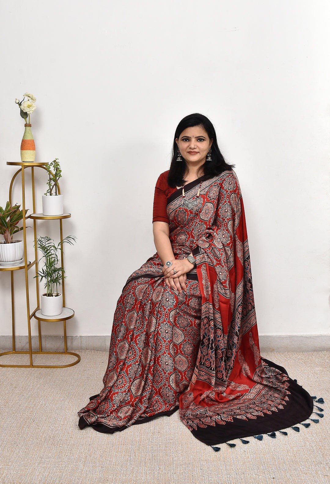 Gajji Silk Ajrakh saree image 6