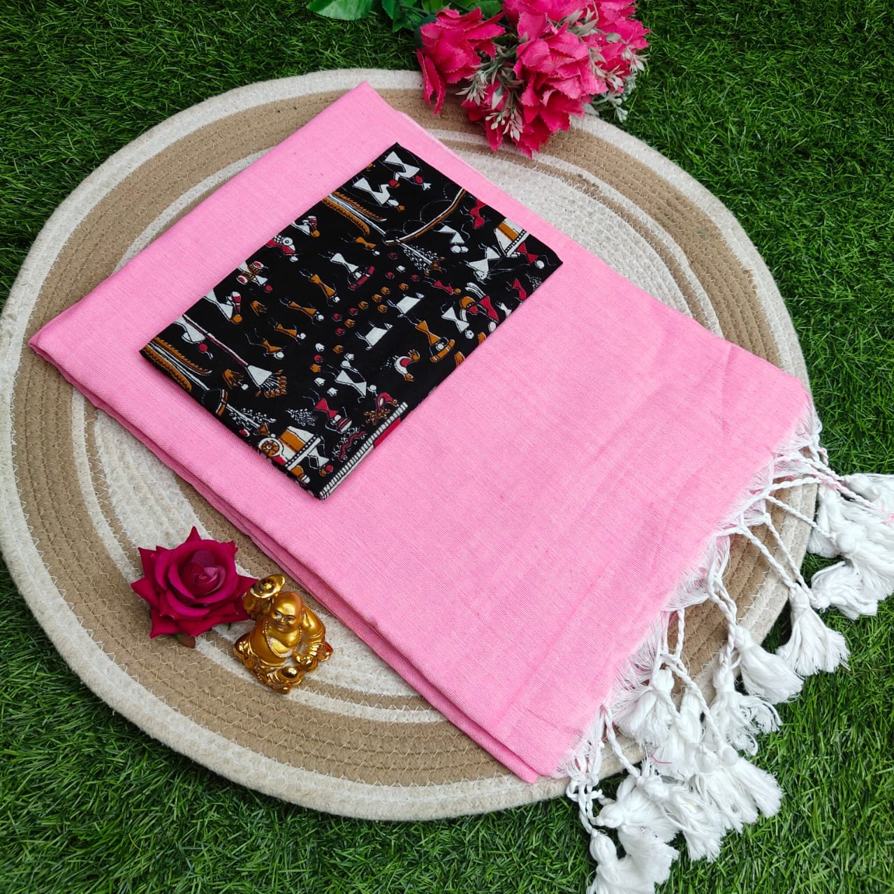 Khadi Cotton Saree 120 Count Premium Quality With Kalamkari Blouse image 18