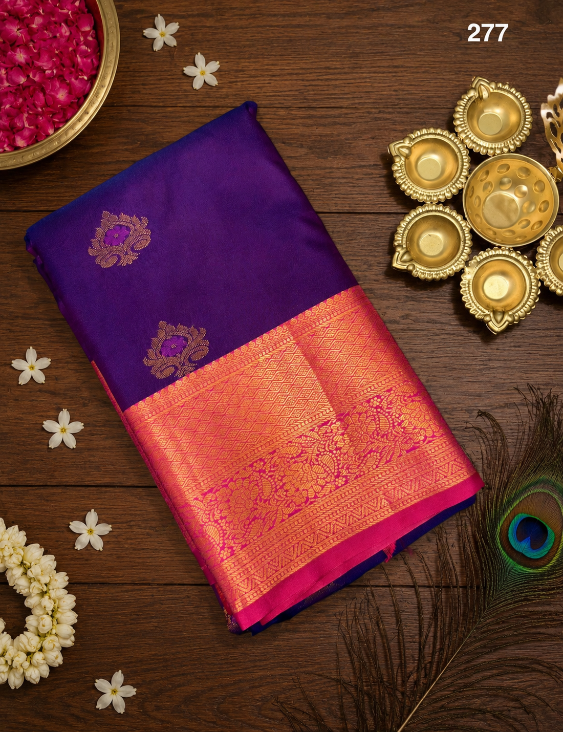 Dharmavaram Semi Silk Saree image 8