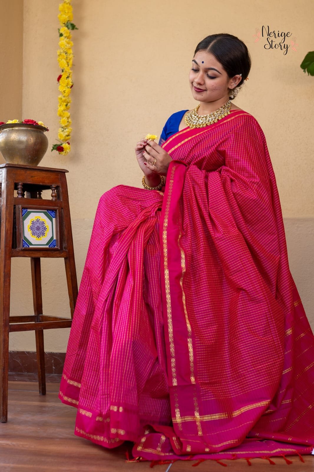 Mangalyam Checked Cotton Sarees image 10