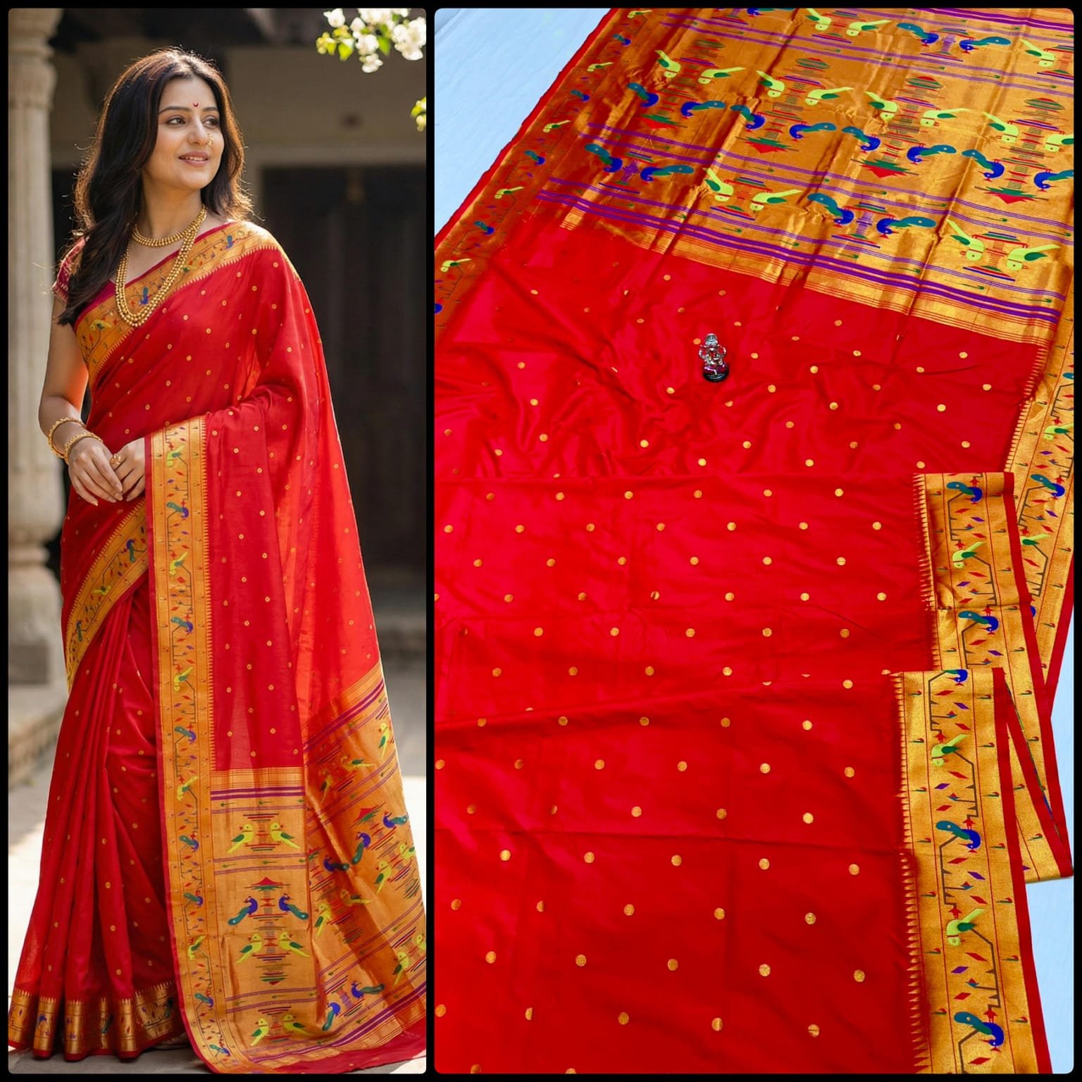 Mor Popat Brocade Paithani image 16