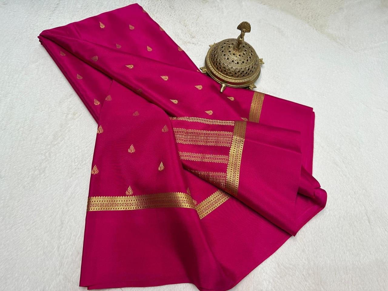 2 Semi Mysore Crape Silk Sarees image 6