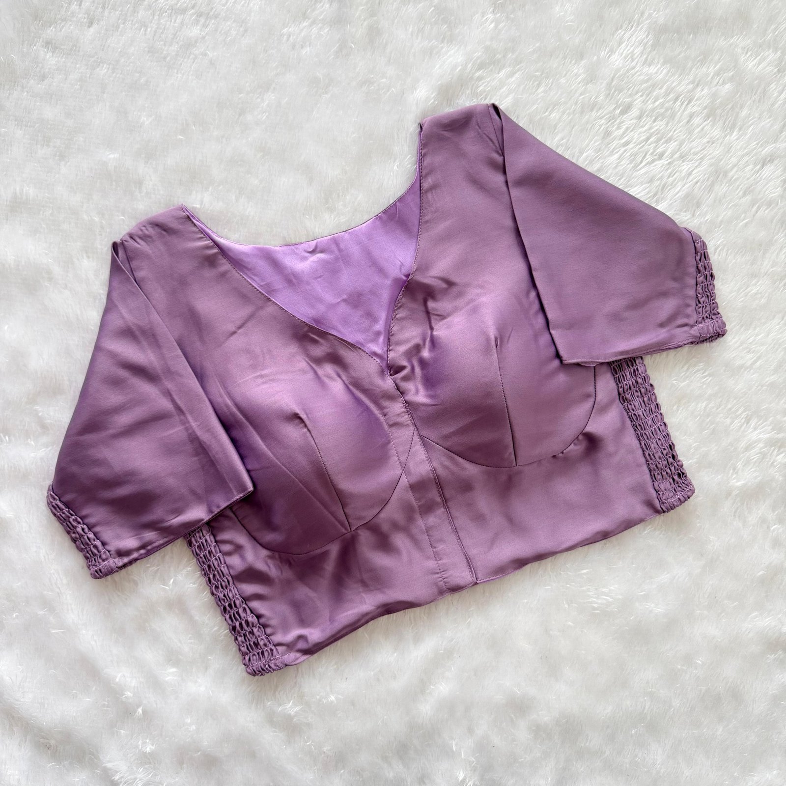 Solid Color Elastic Blouse image 8