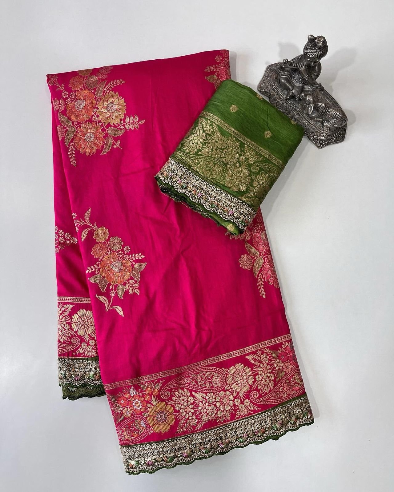 Heavy Dola Silk Saree with Embroidery image 4