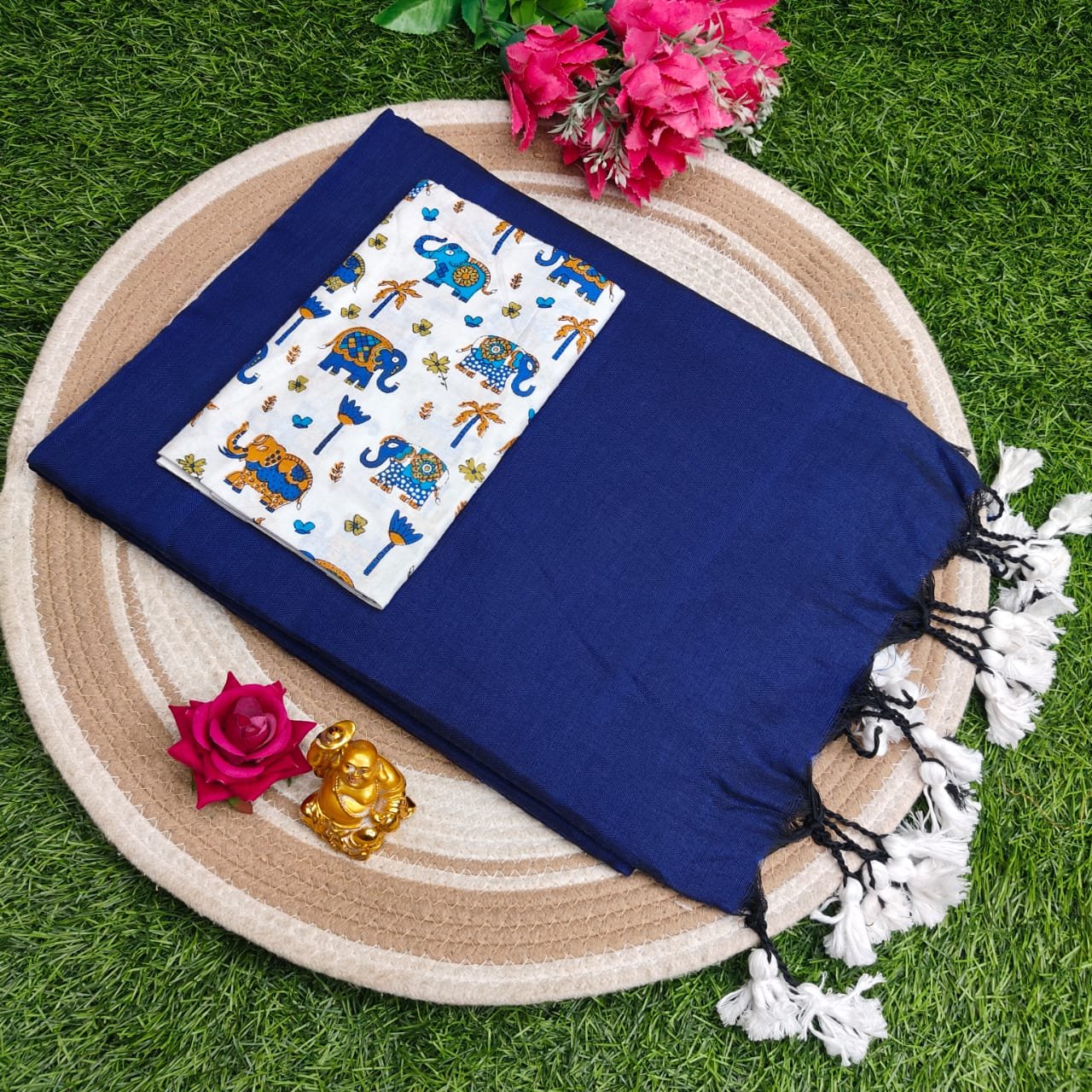 Khadi Cotton Saree 120 Count Premium Quality With Kalamkari Blouse image 3